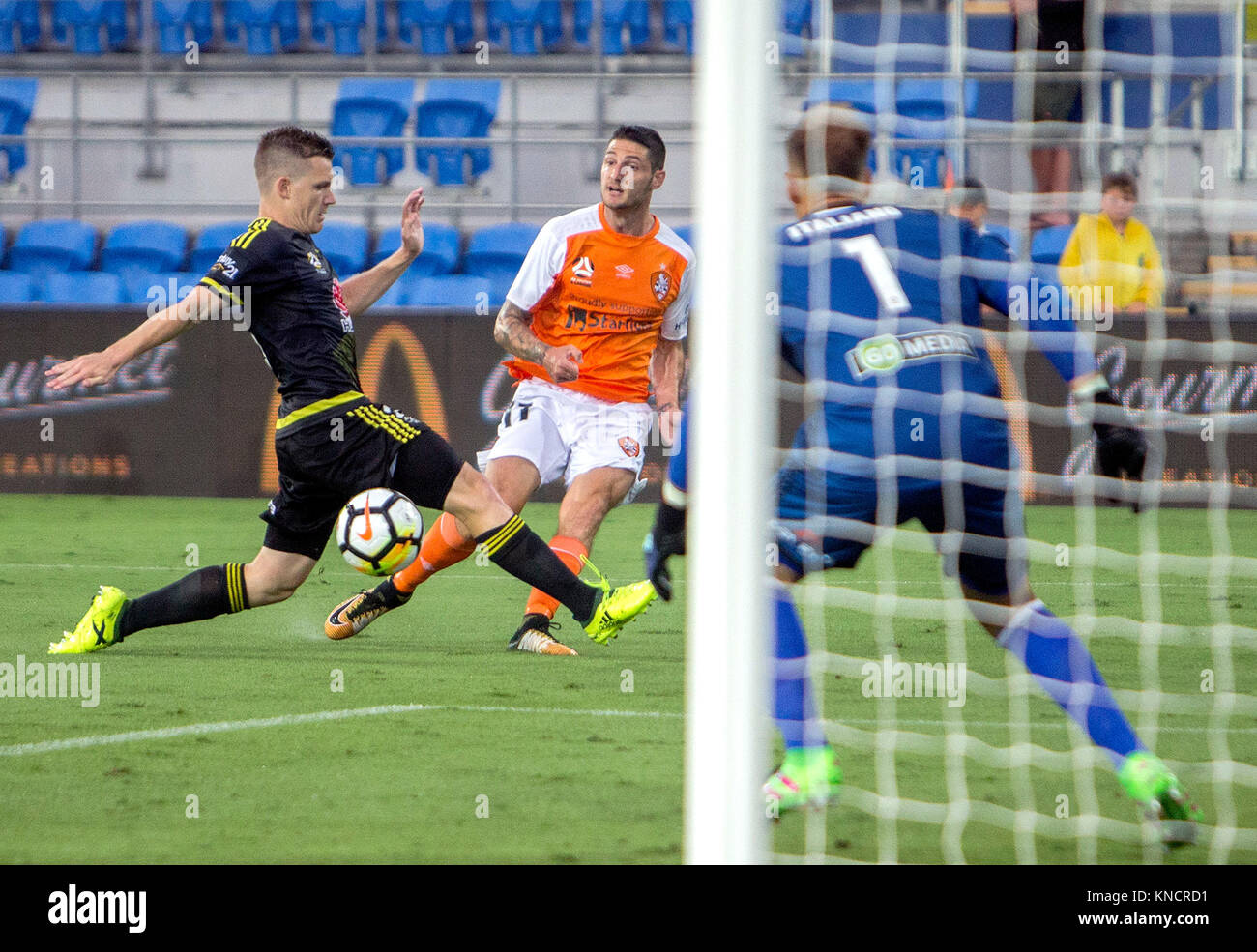 9.12.17 Fußball Aleague Brisbane Roar V Wellington Phoenix Cbus Stadium, Gold Coast 0:0-Unentschieden. Von Brisbane Roar Corey Gameiro Stockfoto