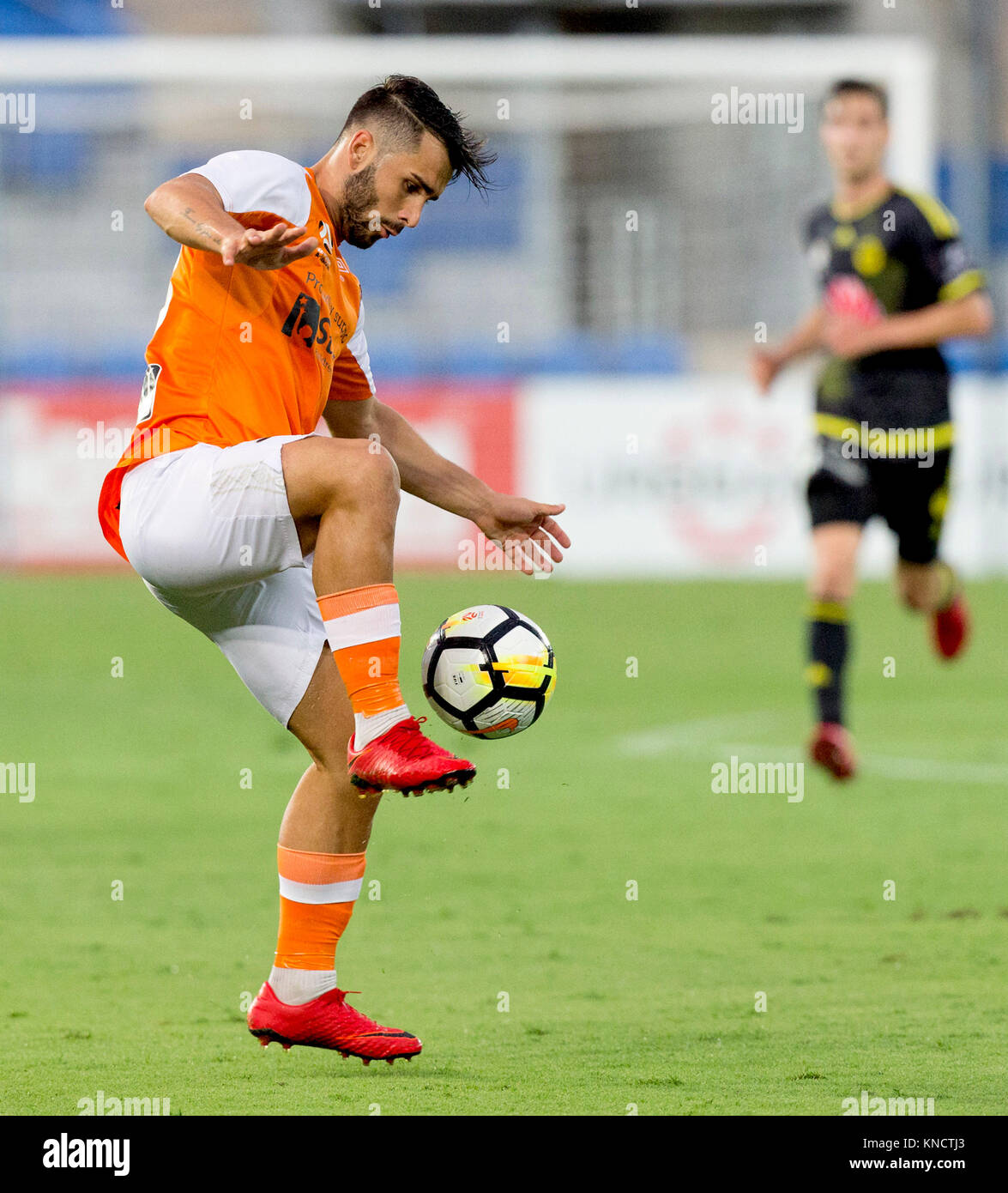 9.12.17 Fußball Aleague Brisbane Roar V Wellington Phoenix Cbus Stadium, Gold Coast 0:0-Unentschieden. Von Brisbane Roar Petros Skapetis Stockfoto