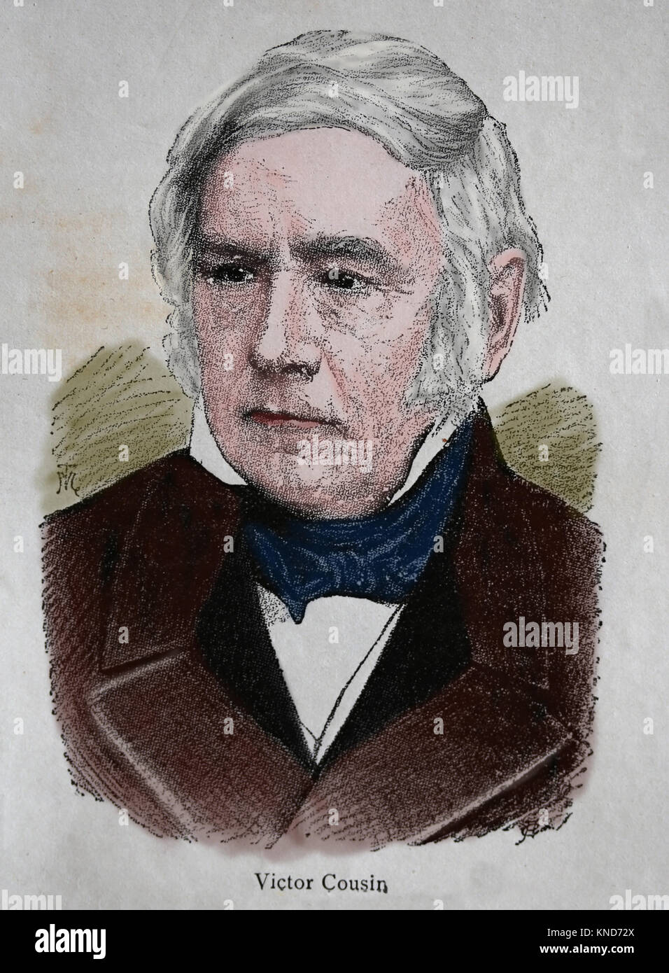 Victor Cousin (1792-1867). Der französische Philosoph. Gründer des Eklektizismus. Gravur, 19. Stockfoto