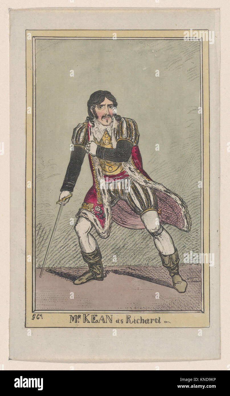 Dieses Porträt von Edmund Kean als Richard III., katalogisiert als MET DP873247, zeigt den Schauspieler im Kostüm, der den Shakespeare-Charakter darstellt und die theatralische und historische Darstellung betont. Stockfoto