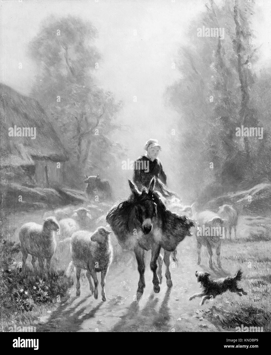 „Going to Market“-Malerei von Constant Troyon (1810-1865) Stockfoto