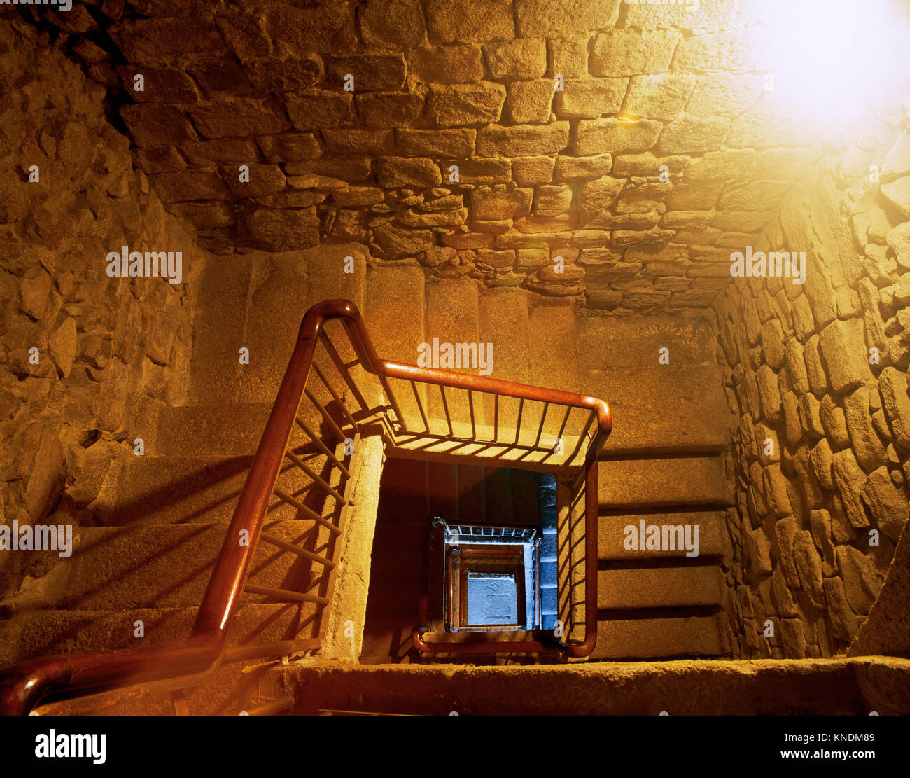 Turm des Herkules. 2. Antike römische Leuchtturm. 1791 durch Eustaqui Giannini wiederhergestellt. Interieur. A Coruna. Galizien, Spanien. Stockfoto