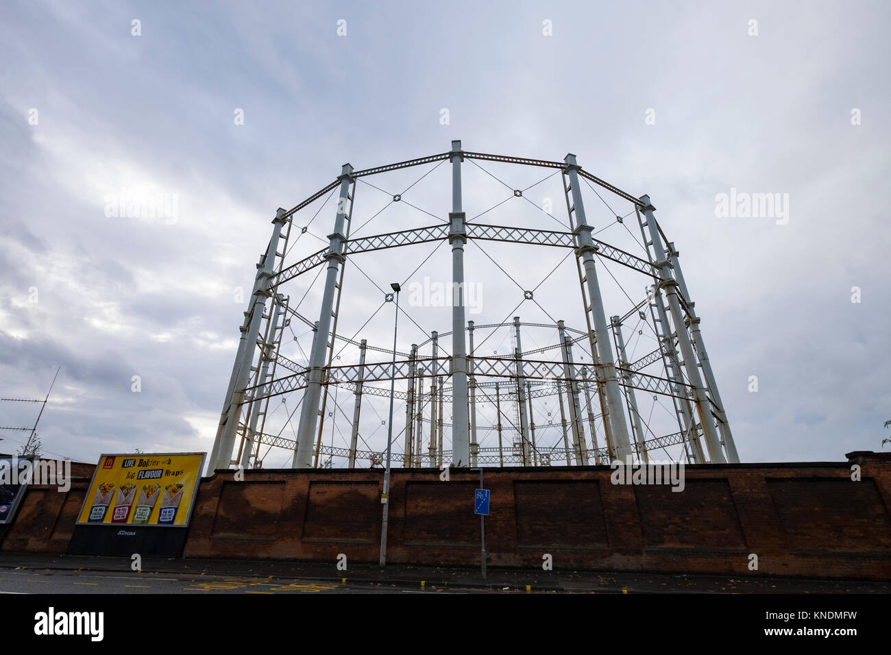 Alte Gaswerk Skelette der Rahmen Manchester Stockfoto