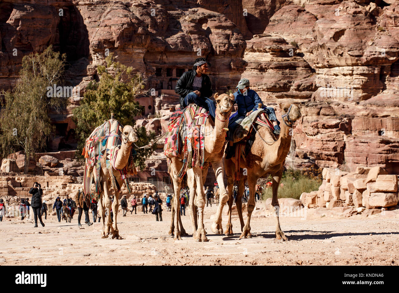 Szenen aus dem alten Nabayean Stadt Petra, Jordanien Stockfoto