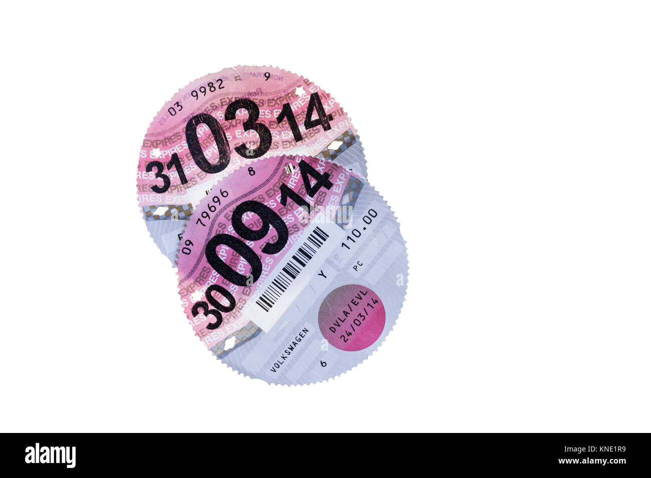 Papier Road tax disc die Besteuerung von 2014. Stockfoto