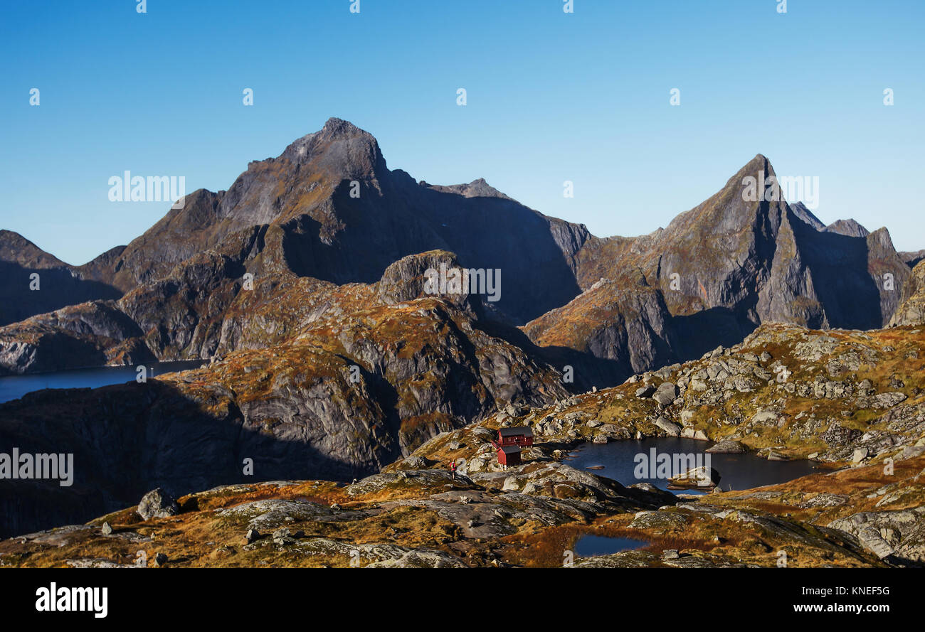 Berglandschaft, Moskenes, Nordland, Norwegen Stockfoto