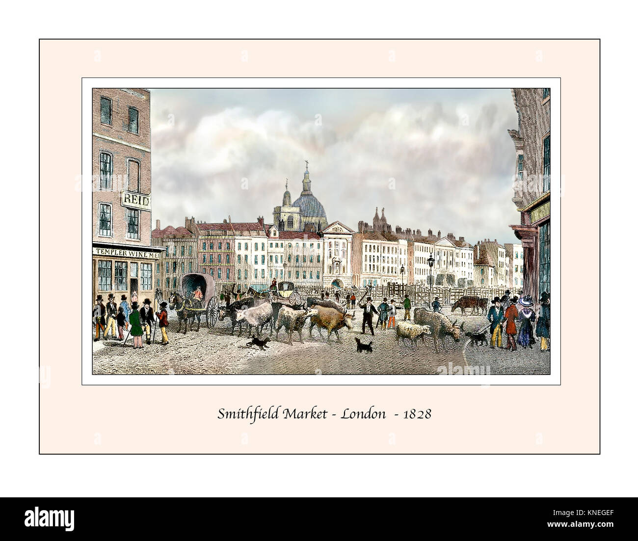 Smithfield Market Original Design im 19. Jahrhundert Gravur auf der Grundlage Stockfoto