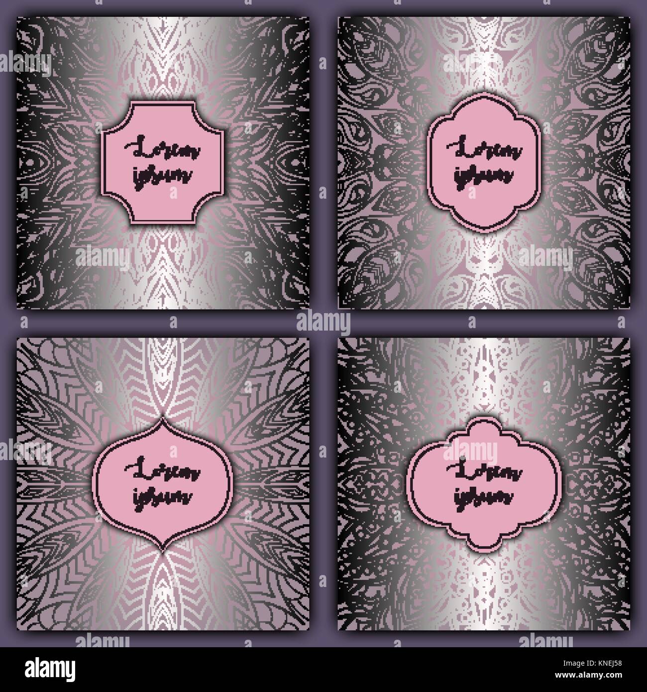 Satz von Mandala Hintergrund Karten. Vintage Luxus leuchtenden Elementen. Vektor dekorative retro Grußkarte oder Einladung Design. Stock Vektor Satz von Mandala Hintergrund Karten. Vintage Luxus leuchtenden Elementen. Vektor dekorative retro Grußkarte oder Einladung Design. Stock Vektor