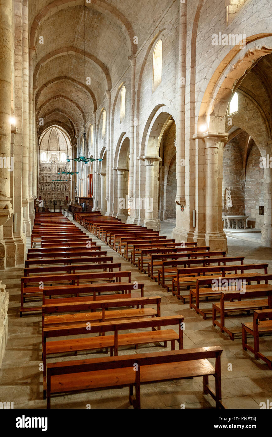 Innenraum der Königlichen Abtei Santa Maria de Poblet, Vimbodi, Katalonien, Spanien, Europa Stockfoto