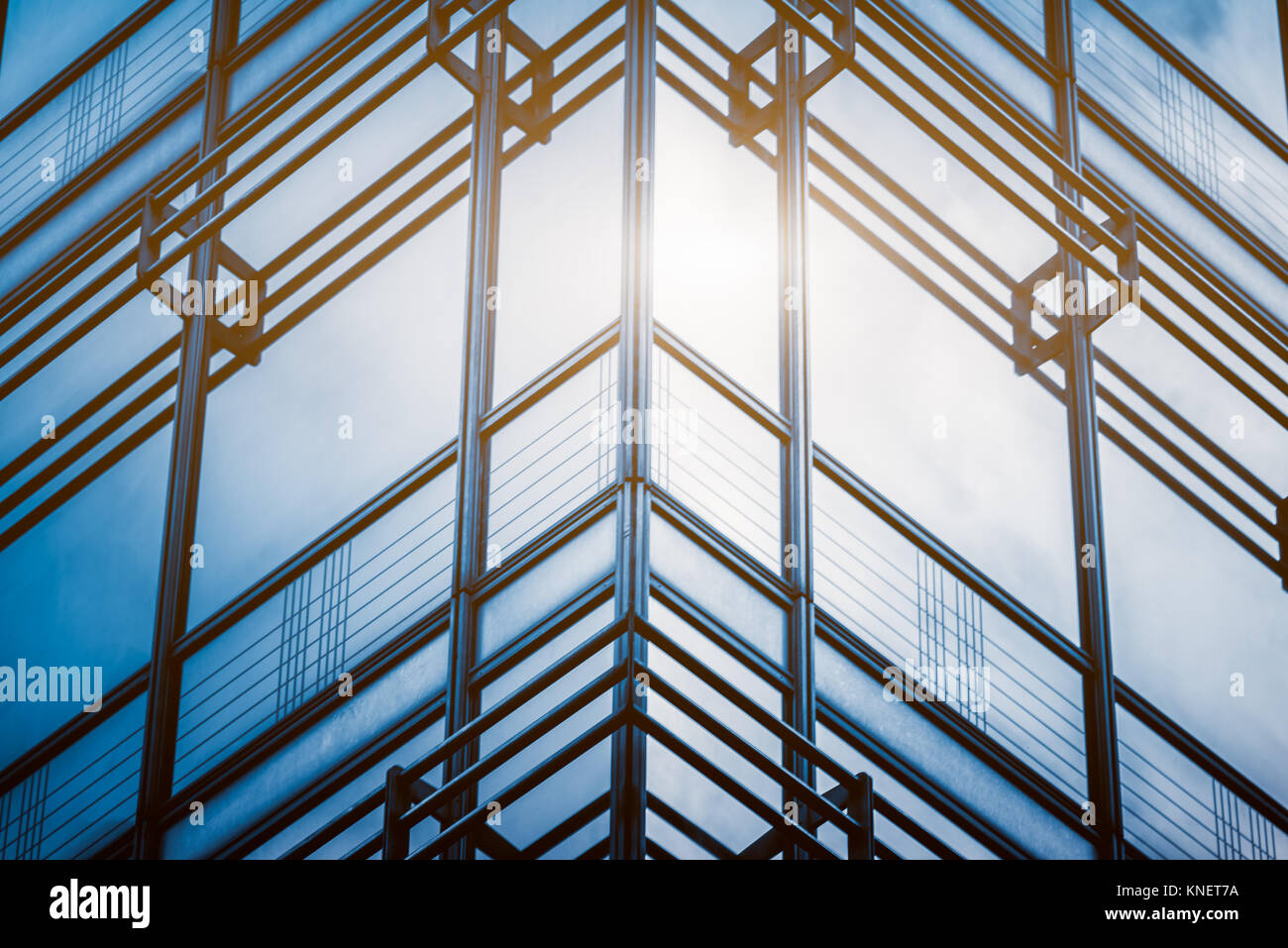 Detail von Glas Architekturen in Blautönen. Stockfoto