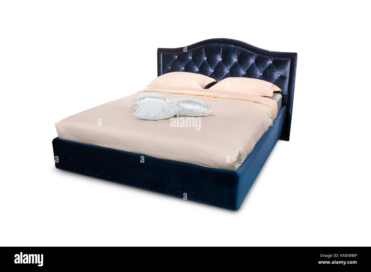 Bett isoliert auf weißem Hintergrund Stockfoto