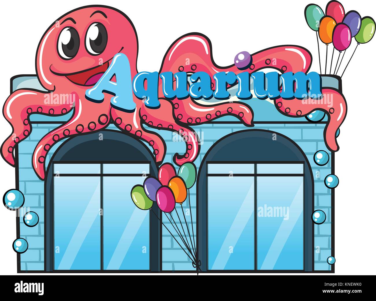 Abbildung: ein Aquarium und Octopus auf Weiß Stock Vektor