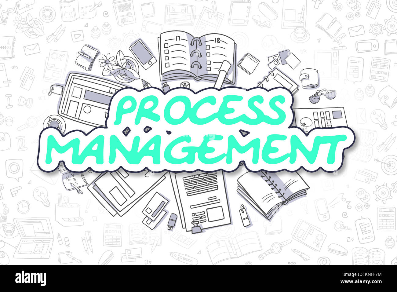 Process Management - Cartoon grüner Text. Geschäftskonzept. Stockfoto