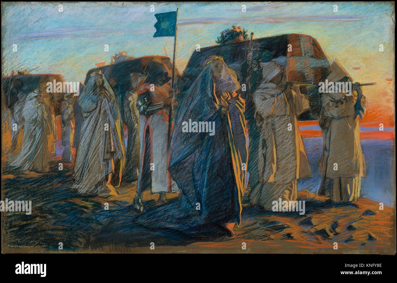 Klagelied der drei Königinnen. Artist: Edwin Austin Abbey (Amerikanisch, Philadelphia, Pennsylvania, 1852-1911, London); Stand: 1895; Medium: Pastell auf Papier; Stockfoto
