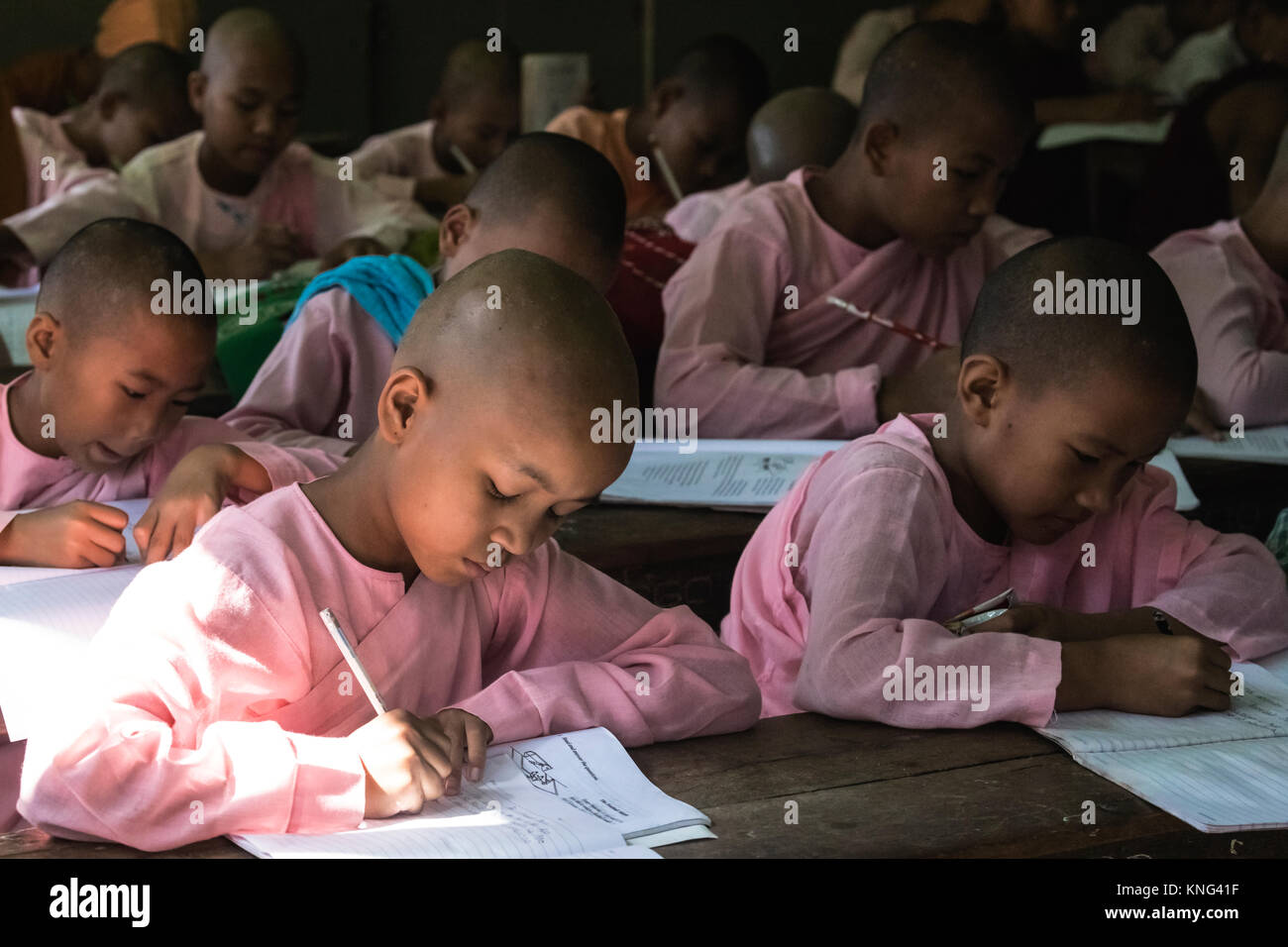 Mönch Schule, Sagaing, Mandalay, Myanmar, Asien Stockfoto