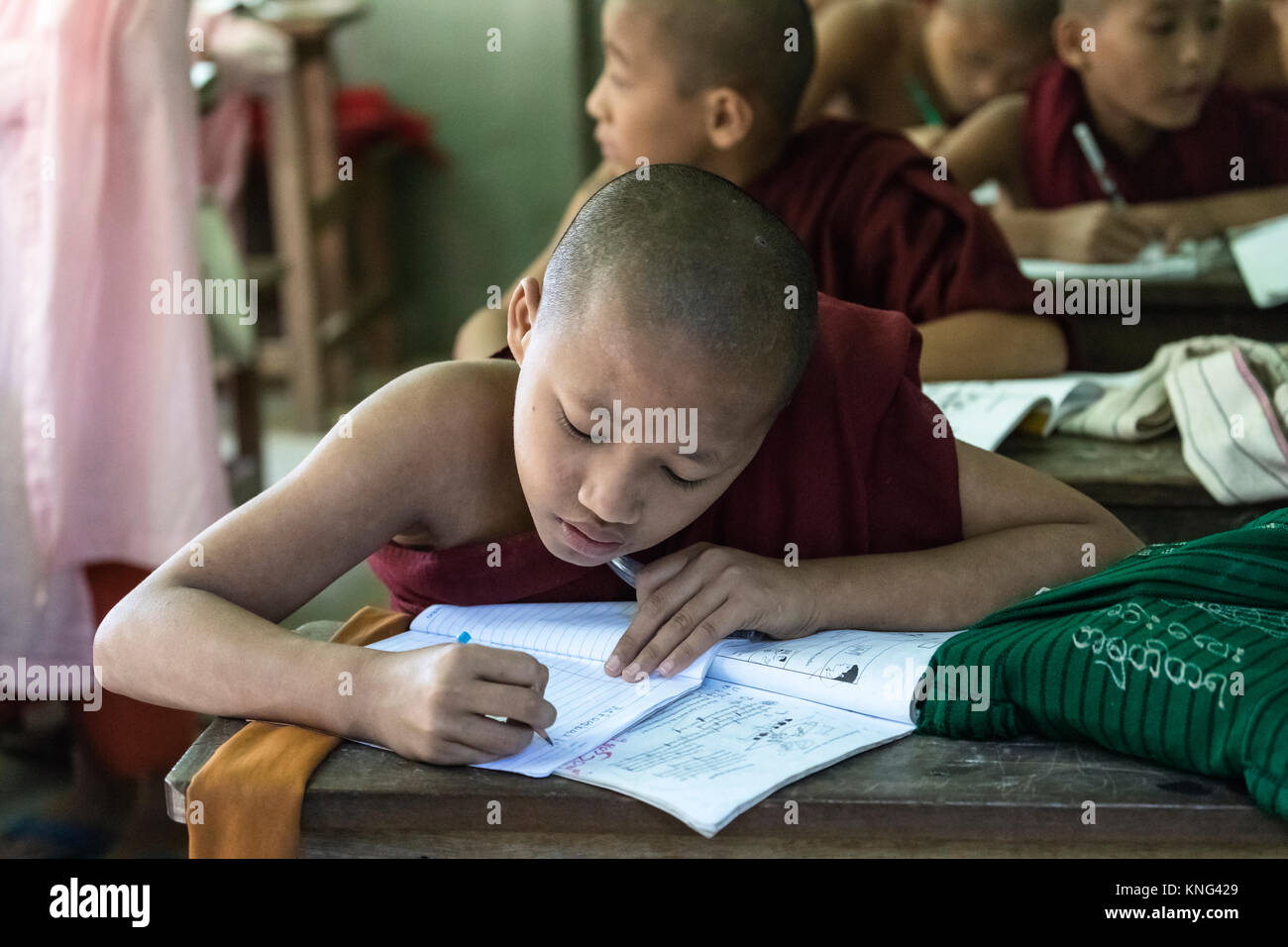 Mönch Schule, Sagaing, Mandalay, Myanmar, Asien Stockfoto
