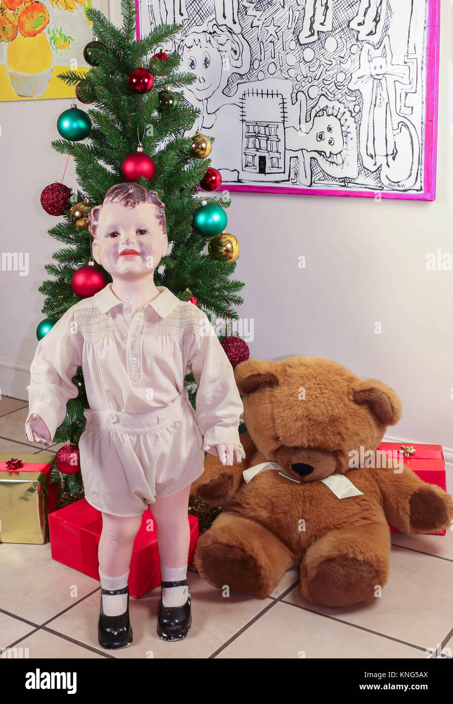 Geschmückten Weihnachtsbaum In Home Einstellung Mit