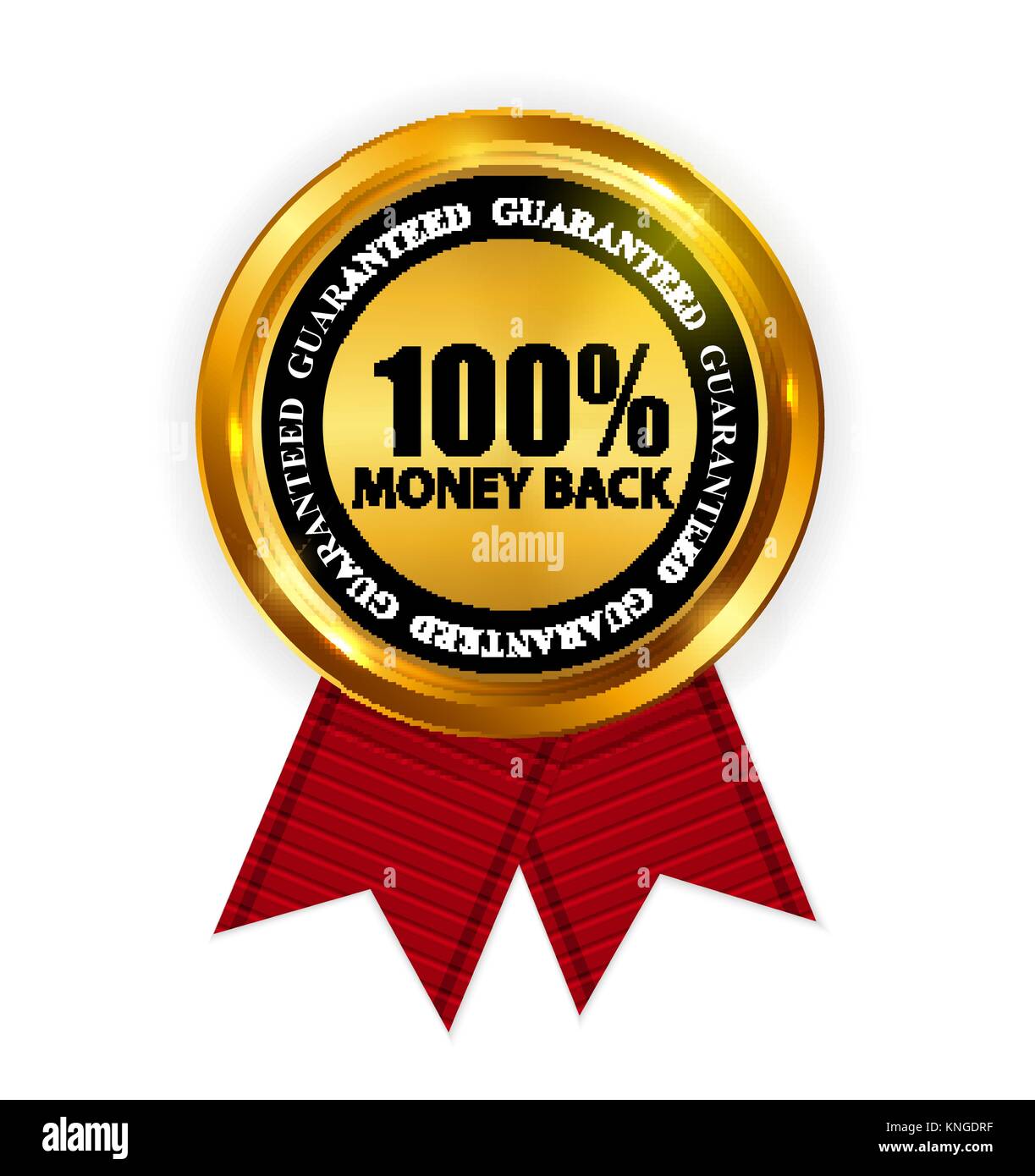 Gold Label 100% Geld-zurück-Vorlage. Vector Illustration Stock Vektor