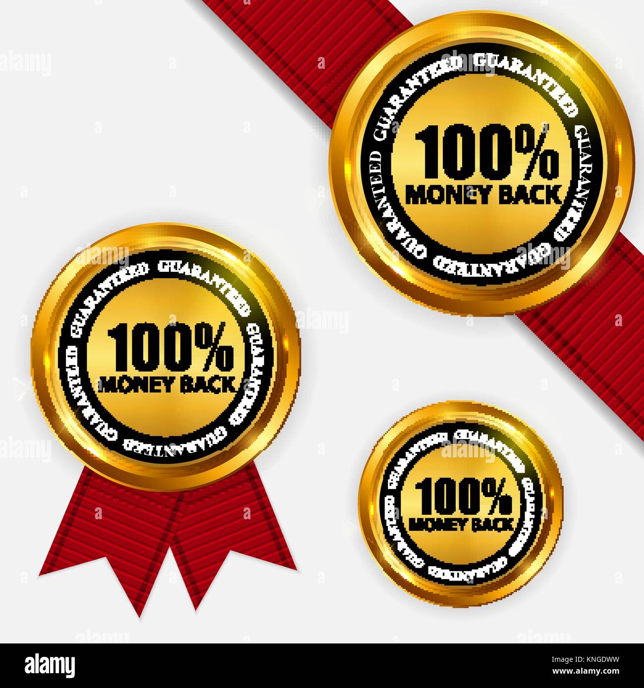 Gold Label 100% Geld-zurück-Vorlage. Vector Illustration Stock Vektor