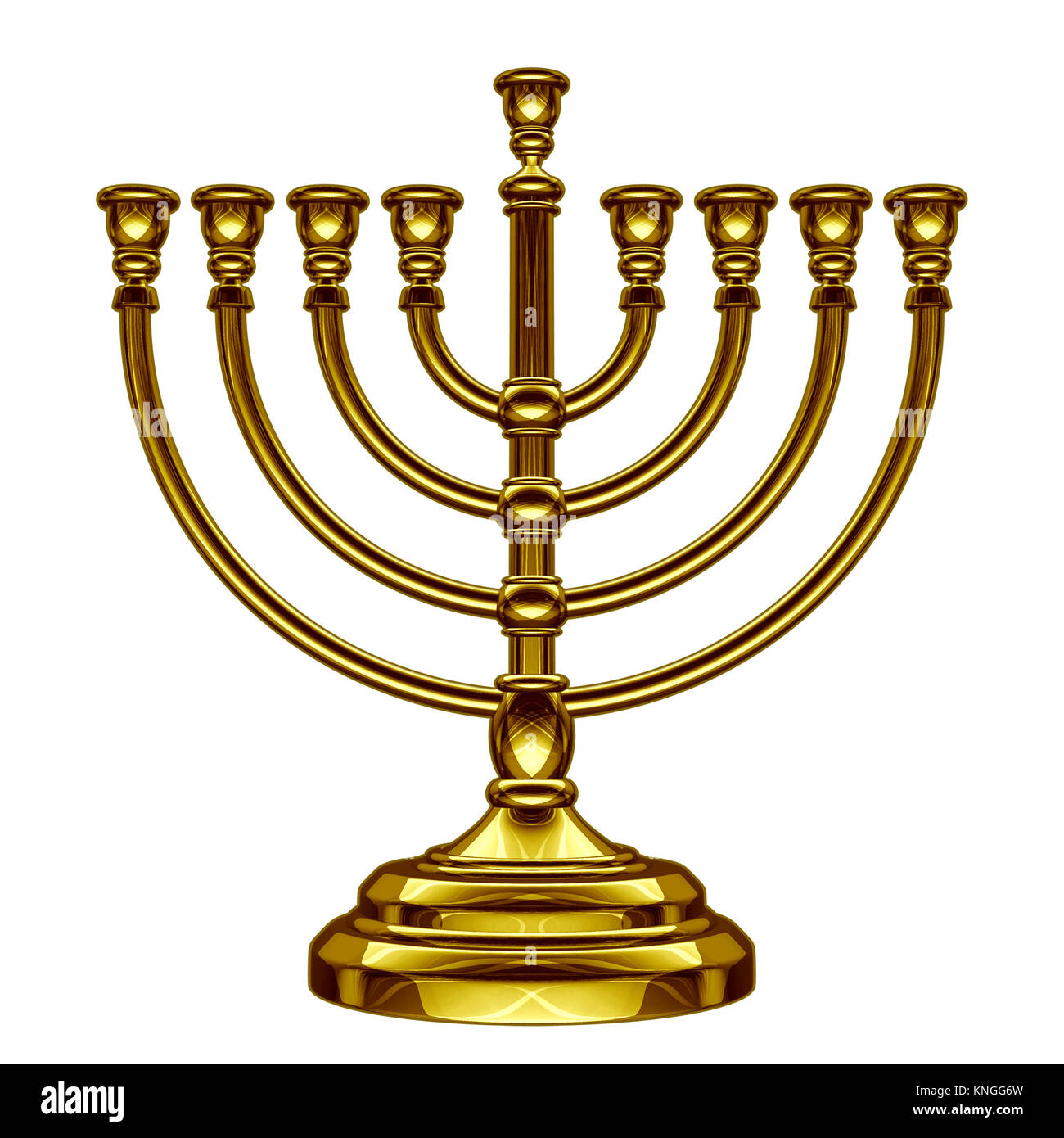 Hanukkah Menorah saisonalen traditionellen Glauben Symbol auf weißem Hintergrund als 3D-Illustration isoliert. Stockfoto