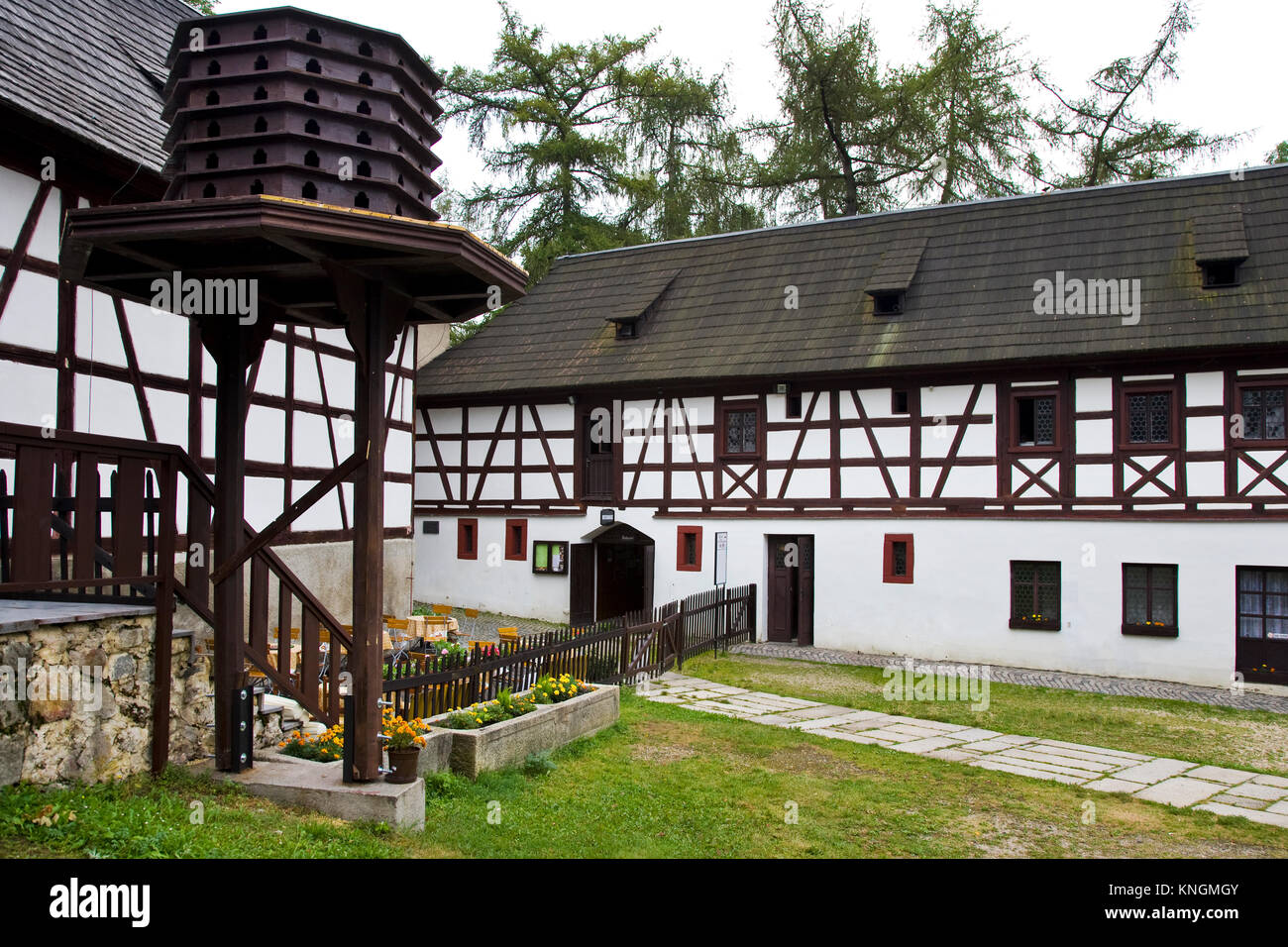 Schloss mit Open-air Museum, Dorf Seeberg Ostroh, Karlsbad, Tschechische Republik Stockfoto