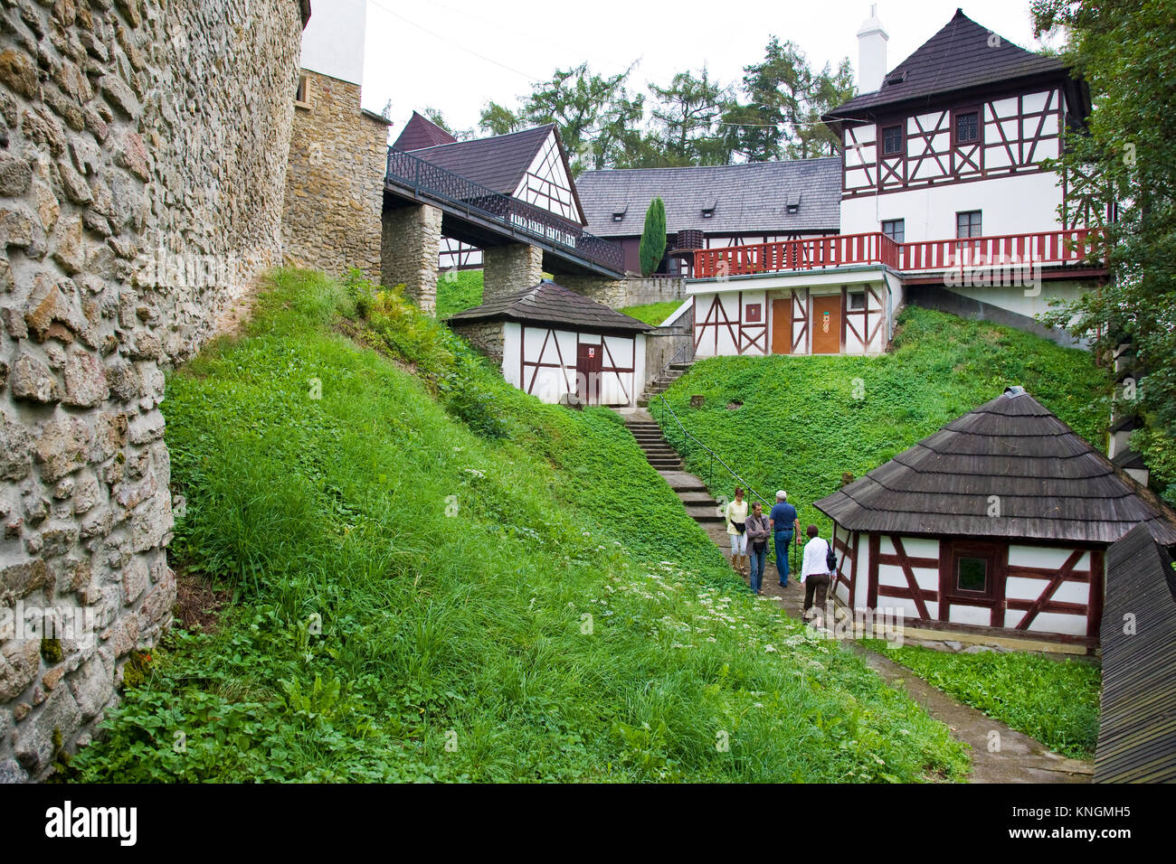 Schloss mit Open-air Museum, Dorf Seeberg Ostroh, Karlsbad, Tschechische Republik Stockfoto