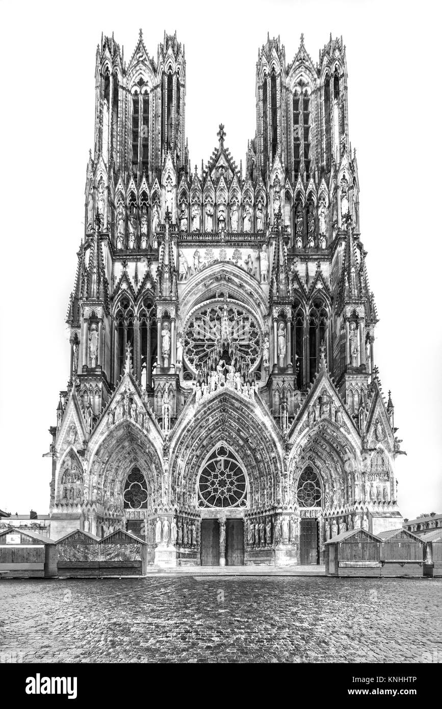 Notre Dame Kathedrale von Reims, Champagne, Frankreich. Stockfoto