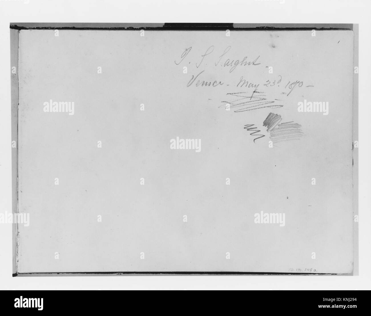 Erste Seite der Schweiz 1870 Sketchbook, Künstler: John Singer Sargent (amerikanisch, Florenz 1856–1925 London), 1870, amerikanisch, Medium: Graphit auf cremefarbenem gewebtem Papier Stockfoto