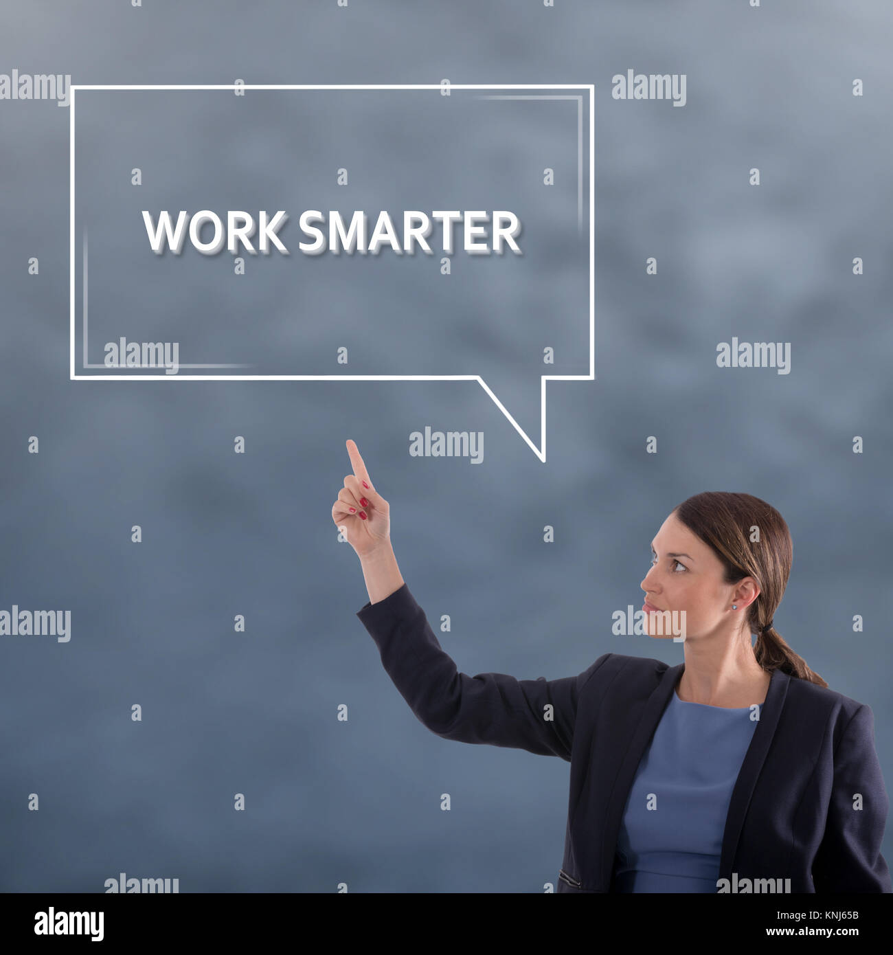 Arbeiten Sie smarter Business Konzept. Business Woman grafisches Konzept Stockfoto