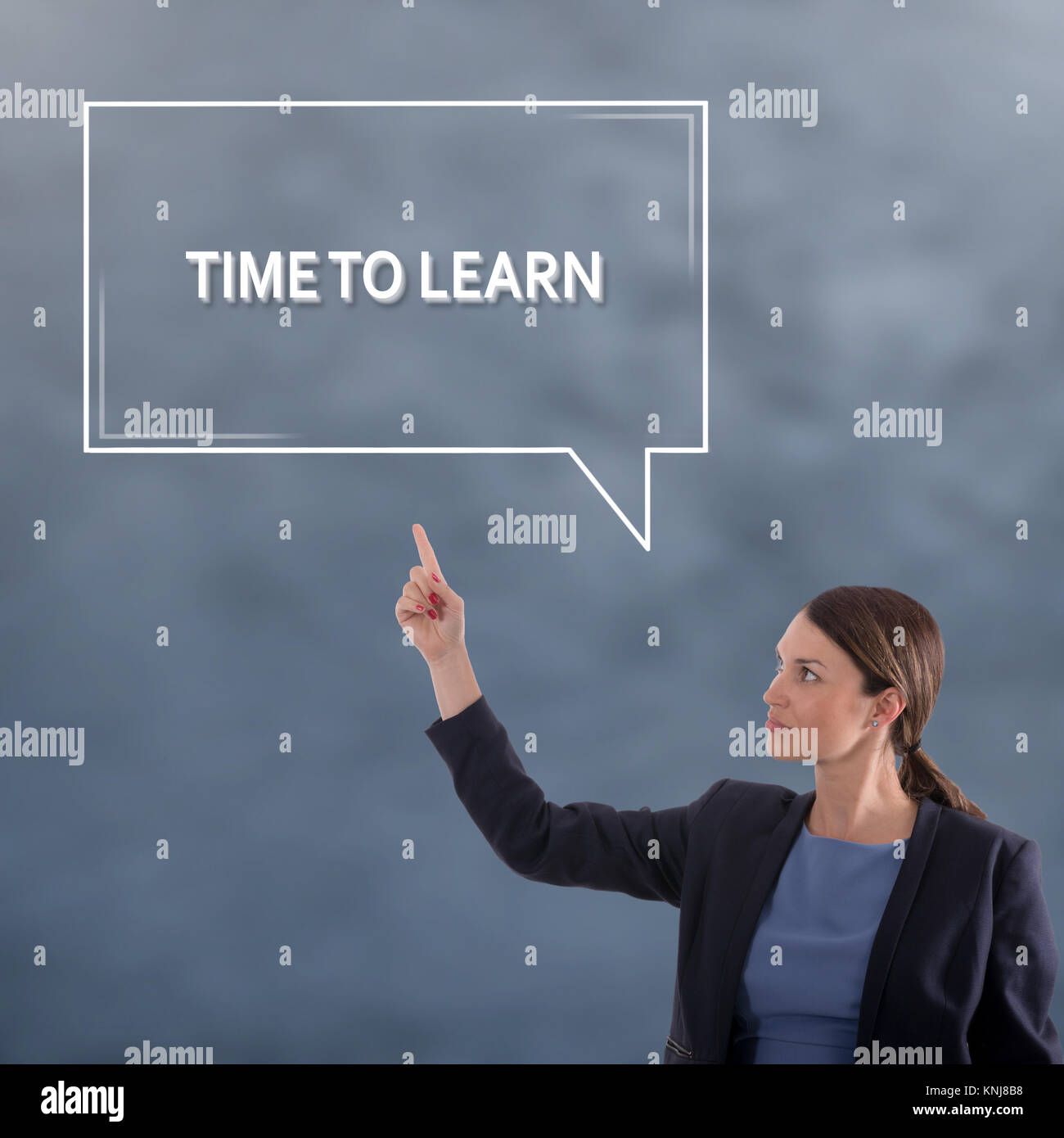 Zeit zu lernen. Business Woman grafisches Konzept Stockfoto