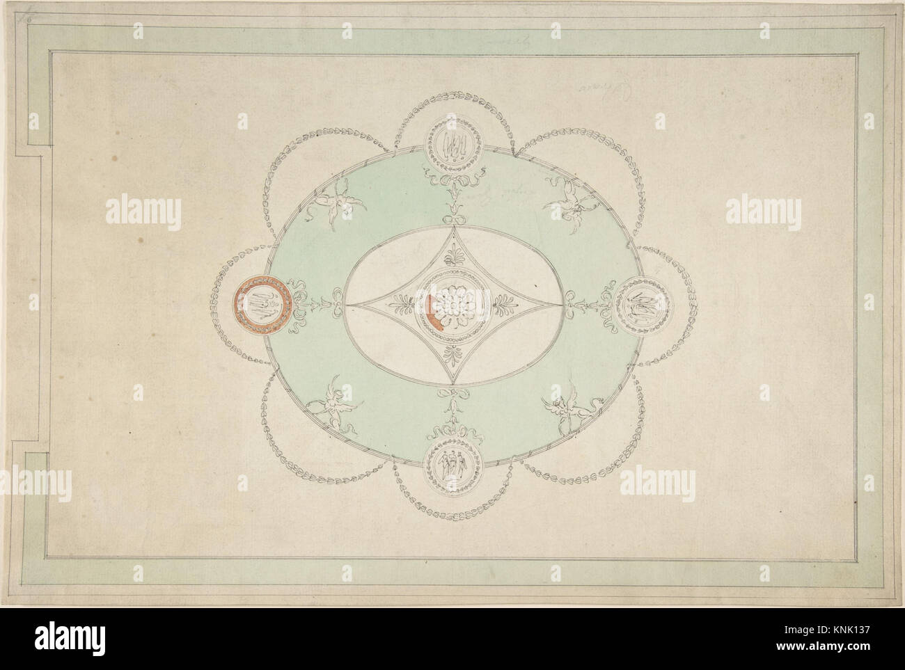 Design für eine Decke, Zeichnung, nach James Wyatt (1746-1813), 18.–19. Jahrhundert Stockfoto