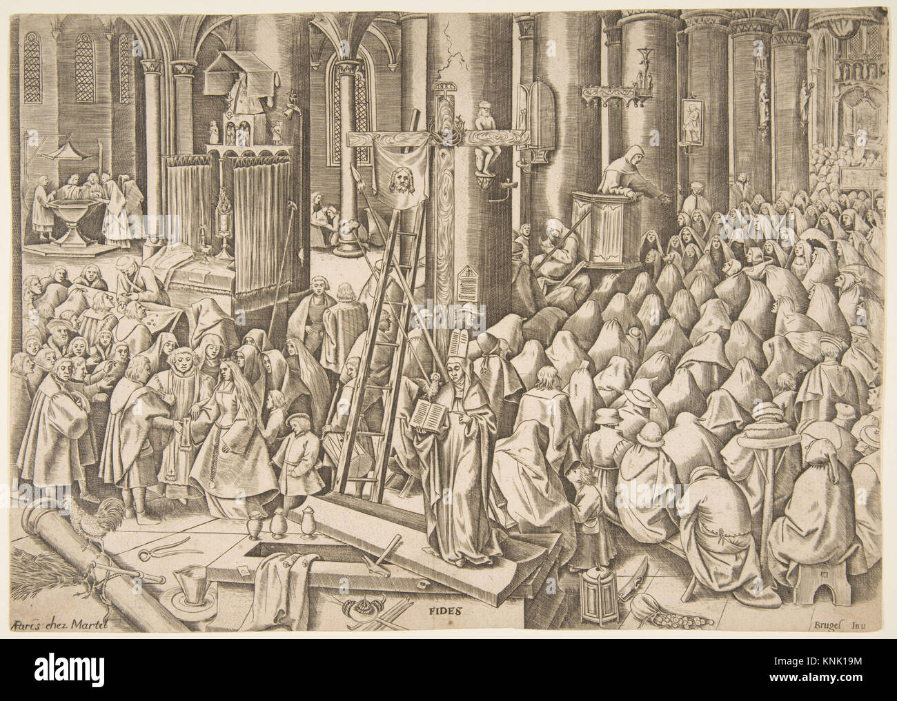 Faith (Fides) aus den Tugenden Künstler: Philips Galle, Niederlande, Haarlem 1537-1612 Antwerpen, Künstler: Nach Pieter Bruegel, dem Ältesten, Niederlande, Breda Ca. 1525-1569 Brüssel, Herausgeber: Martel, Französisch, Stockfoto