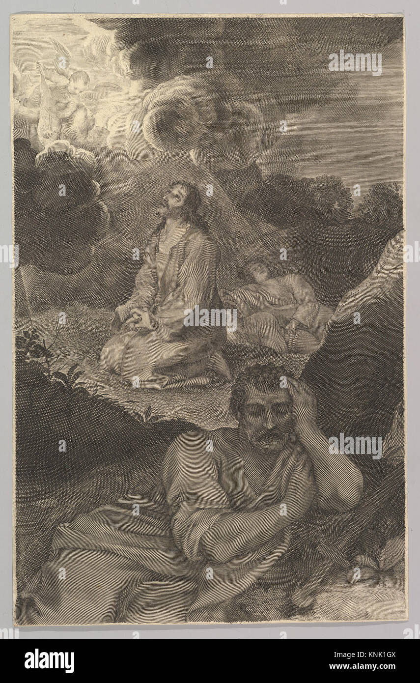 Christus im Olivengarten, gedruckt vom französischen Zeichner, Gravierer und Maler Claude Mellan (1598-1688), 17. Jahrhundert Stockfoto