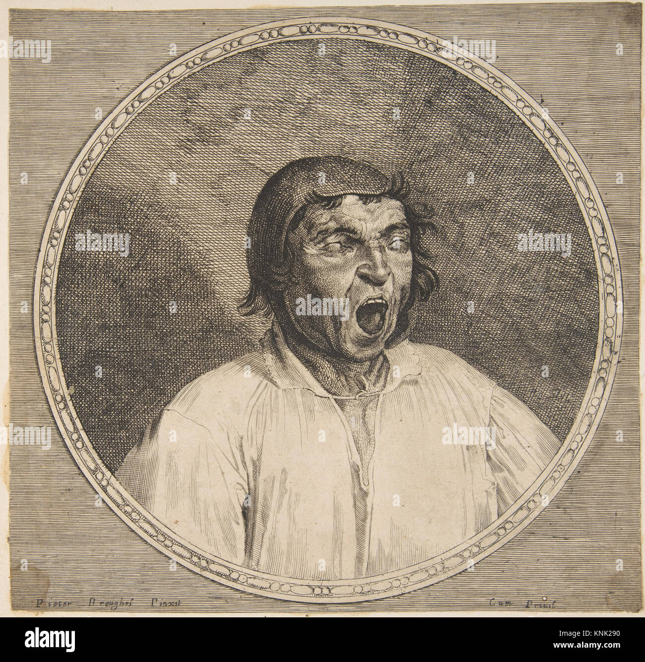 Ein Bauerngähnen, gedruckt, nach Pieter Bruegel dem Ältesten, anonym, Flämisch, 17. Jahrhundert Stockfoto