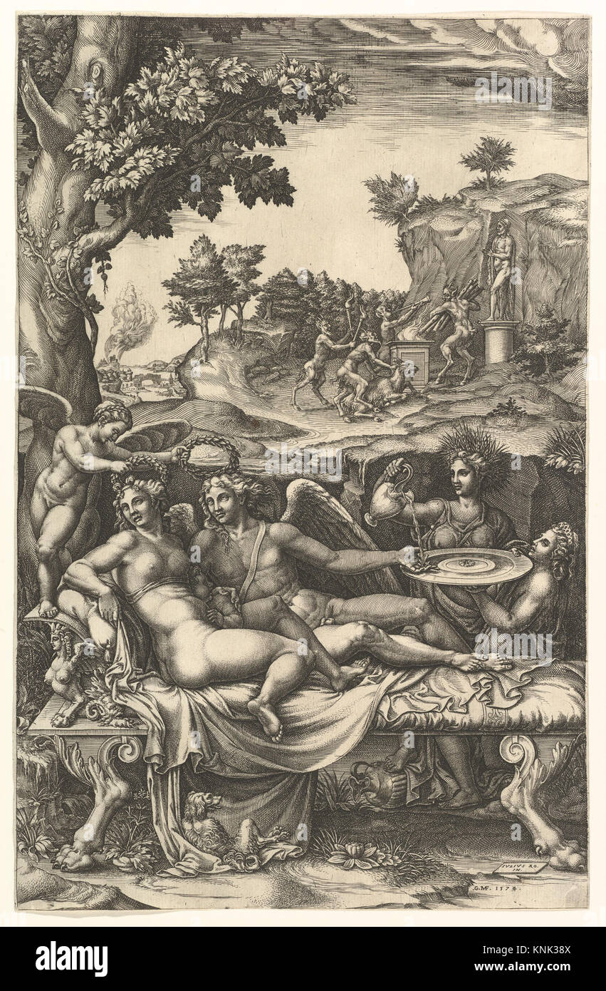 Amor und Psyche, Print, Giorgio Ghisi (1520-1582), nach Giulio Romano (1499-1546), 1573-74 Stockfoto