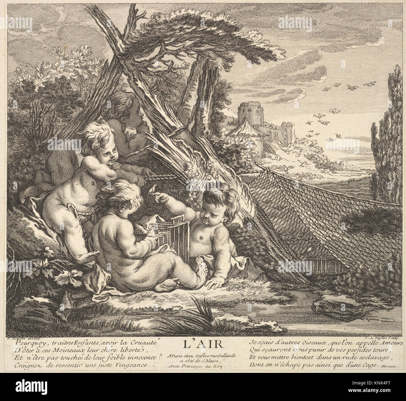 Air, Print, Claude Augustin Duflos le Jeune, nach Francois Boucher Stockfoto