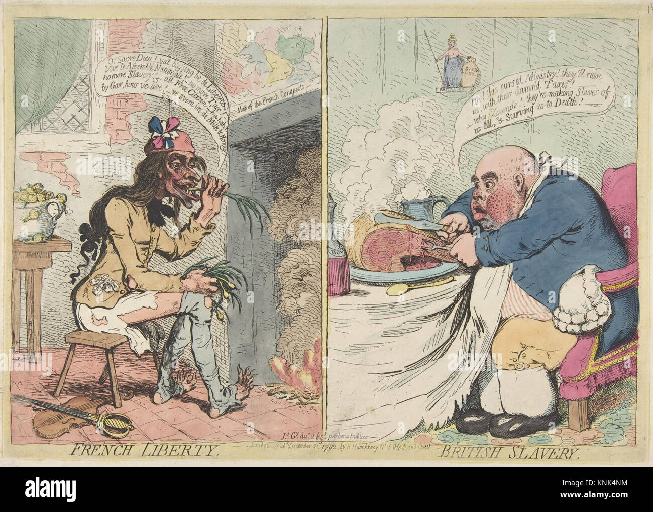 Französische Freiheit. British Slavery vom Künstler James Gillray (britisch, London 1756–1815 London), Herausgeber Hannah Humphrey (London), 1792 Stockfoto