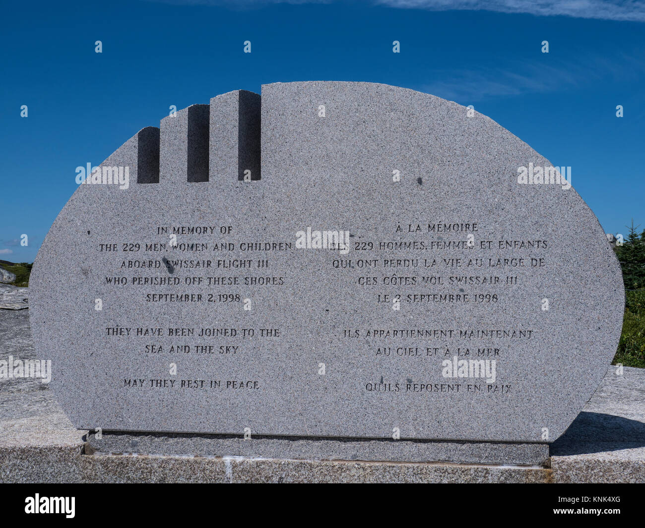 Die Swissair Flug 111 Memorial, Peggy's Cove, Nova Scotia, Kanada. Stockfoto