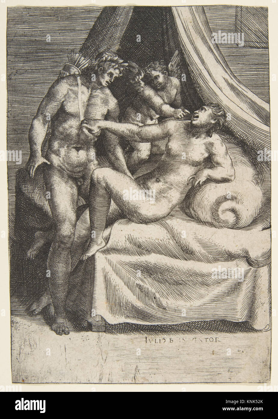 Apollo und Daphne, aus „die Liebe der Götter“ (Amorosi diletti degli dei), von Giulio Bonasone (Italienisch, aktives Rom und Bologna, 1531–nach 1576) 1531-76 Stockfoto