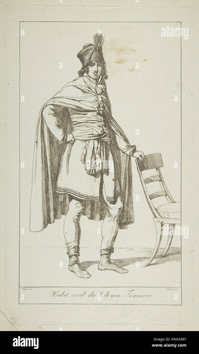 Zivile Kleidung des französischen Staatsbürgers, gedruckt nach Jacques Louis David (1748-1825), Baron Dominique Vivant Denon (1747-1825), 1794 Stockfoto