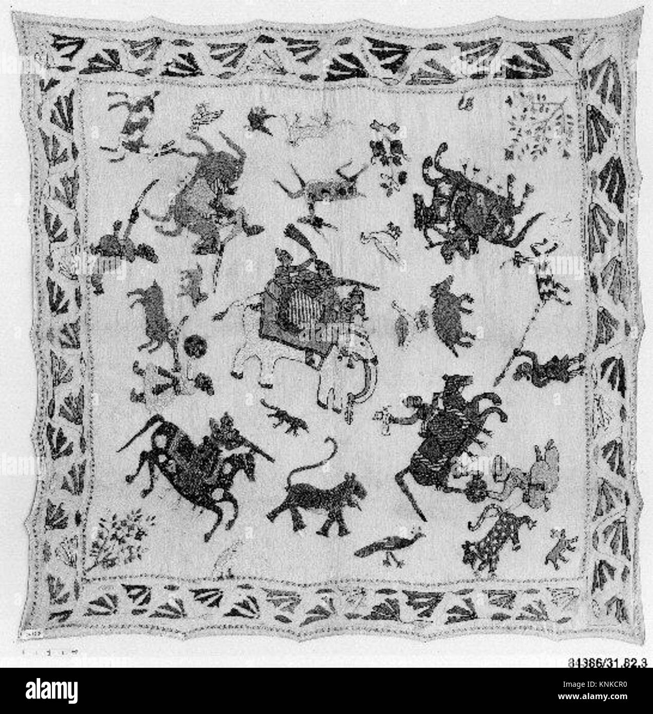 Titelblatt, 18. Jahrhundert, Indien zugeschrieben, Chamba, Medium: Baumwolle, Seide, flacher Metallfaden; Leinwandbindung, bestickt Stockfoto
