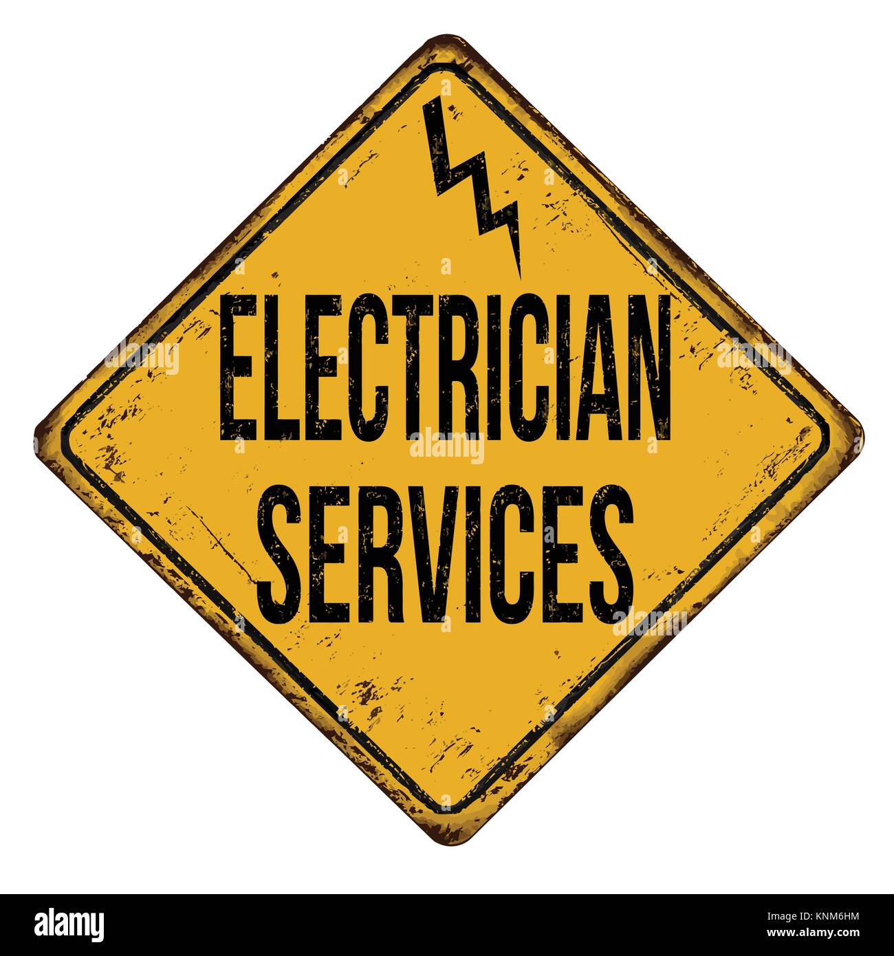 Elektriker Dienstleistungen vintage rostiges Metall Zeichen auf weißem Hintergrund, Vector Illustration Stock Vektor