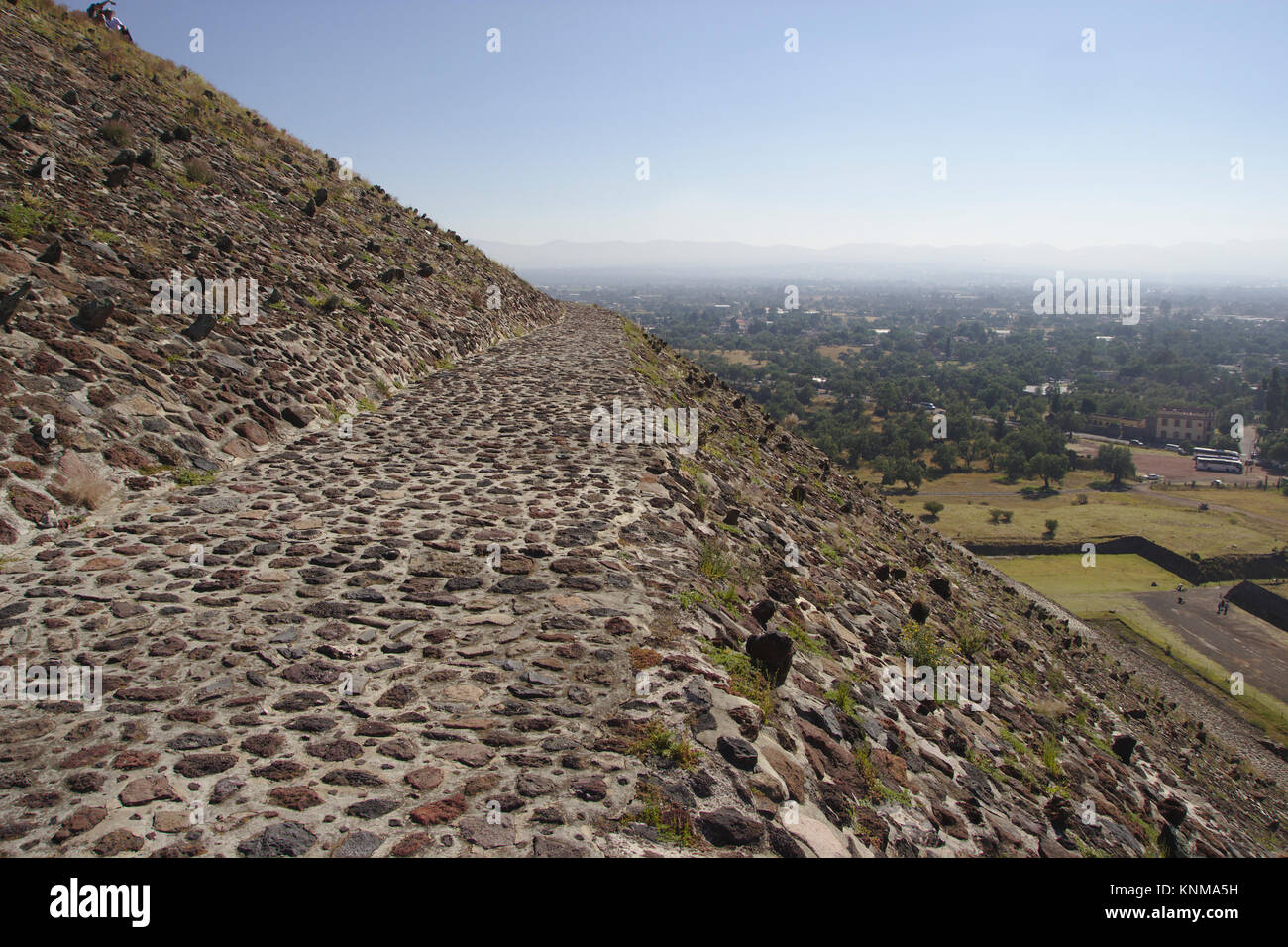 Teotihuacán, Plattform der Pyramide der Sonne, Mexiko Stockfoto