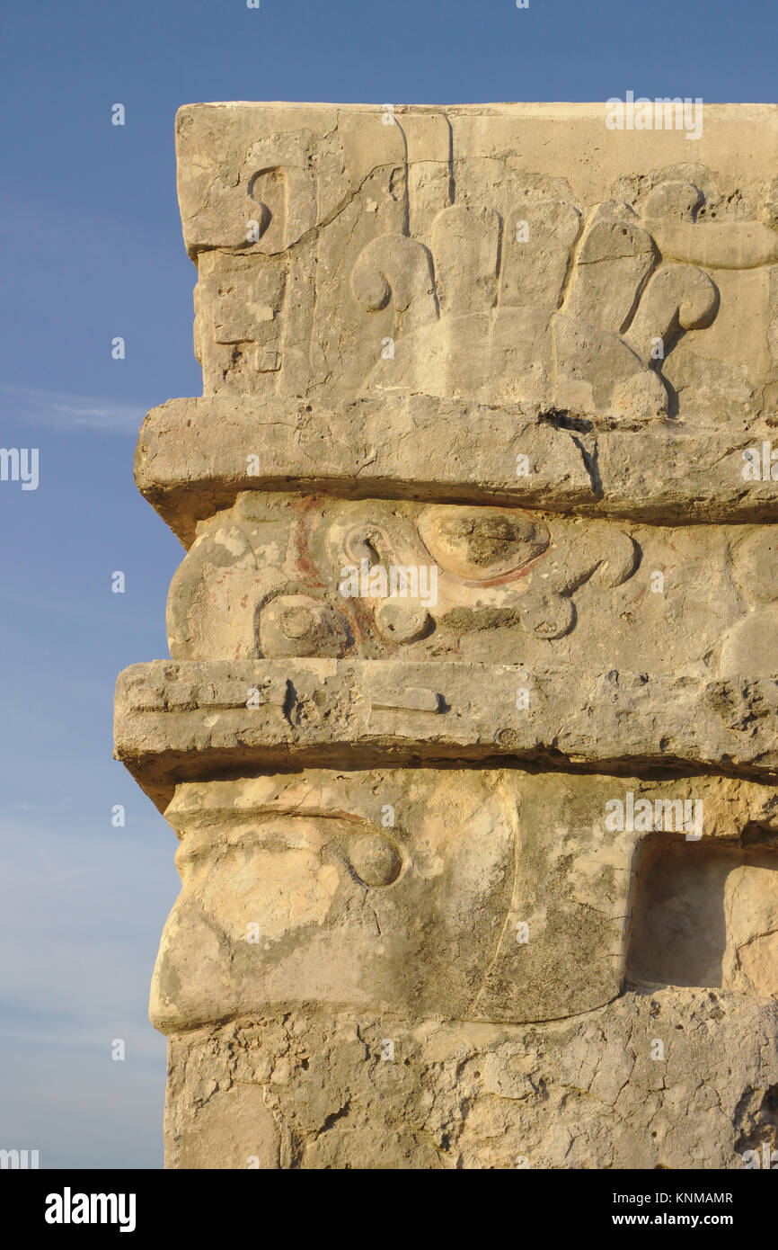 Ruinen von Tulum, Tempel der Fresken, Mexiko Stockfoto