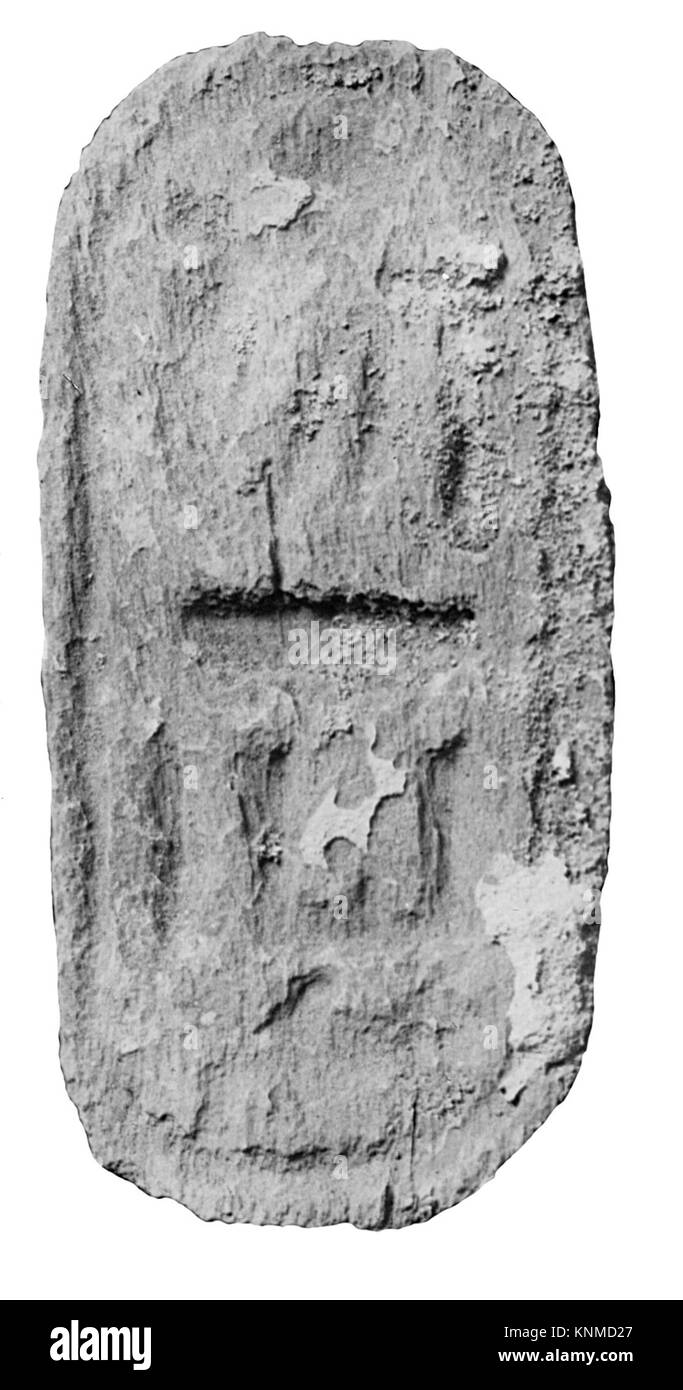 Stempel für die Göttin Renenutet, Periode: Neues Königreich, Dynastie 19-20 (Ramesside), ca. 1295-1070 v. Chr., Geographie: Aus Ägypten, Region Memphite, Lisht North, Friedhof, MMA-Ausgrabungen, 1906–07, Mittel: Holz Stockfoto