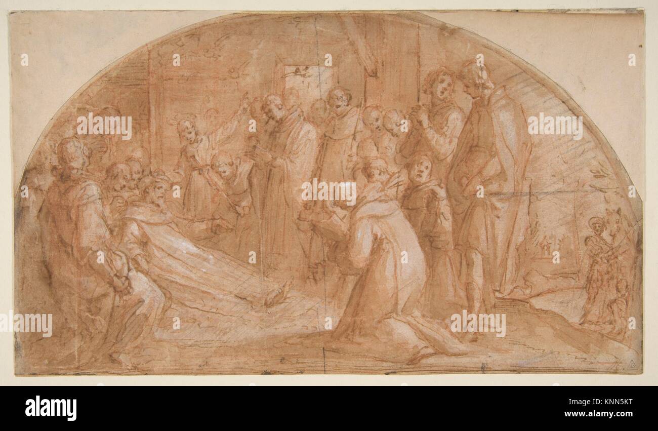 Der Tod von Saint Alexis falconieri am Monte Senario. Artist: Bernardino Poccetti (Italienisch, San Marino di Valdelsa 1548-1612 Florenz); Datum: Stockfoto