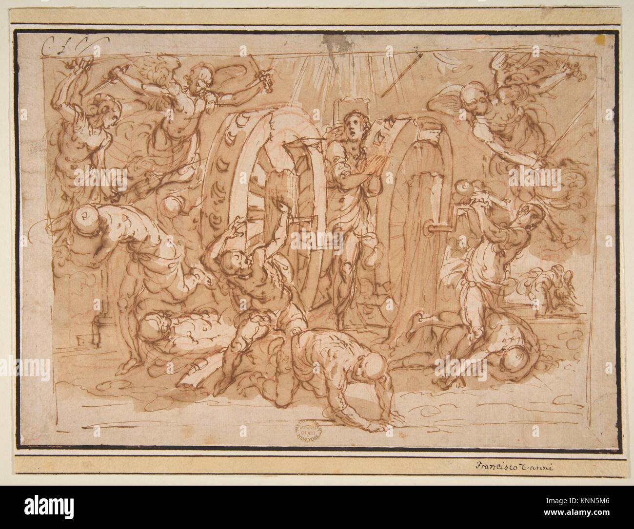 Das Martyrium der Heiligen Katharina von Alexandrien. Artist: Bernardino Poccetti (Italienisch, San Marino di Valdelsa 1548-1612 Florenz); Datum: 1548-1612; Stockfoto