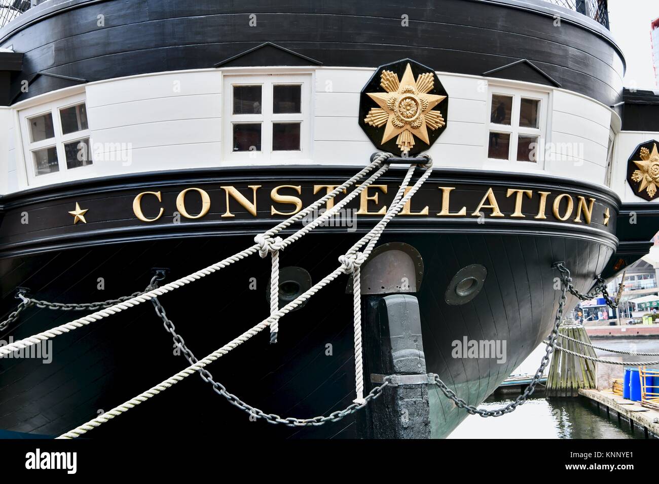 Historische USS Constellation Schiff der Marine, Baltimore, MD, USA Stockfoto