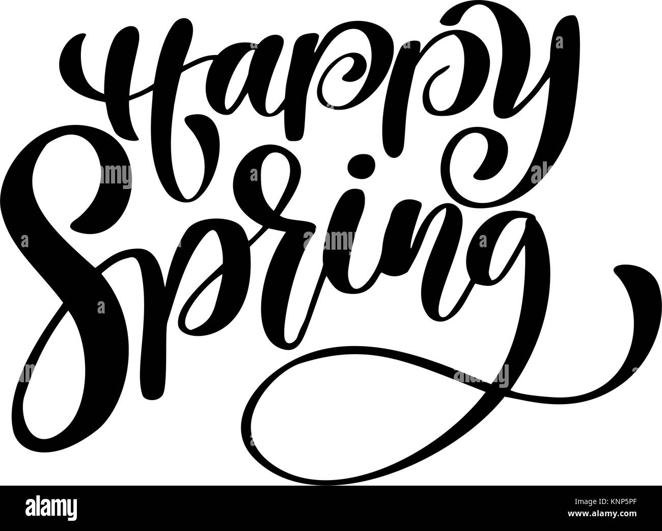 Happy Frühling. Hand gezeichnet Kalligraphie und Pinsel, Stift Schriftzug. Design für Urlaub Grußkarte und Einladung der saisonale Frühling Urlaub. Spaß Pinsel Tinte Typografie für Foto Overlays, t-shirt Drucken, Flyer, Plakat design Stock Vektor