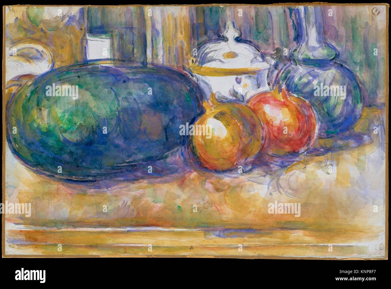Still-Life mit einer Wassermelone und Granatäpfel. Artist: Paul Cézanne (Französisch, Aix-en-Provence 1839-1906 Aix-en-Provence); Datum: 1900-1906; Medium: Stockfoto